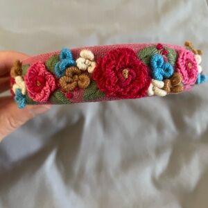 Floral Embroidered Headband - Pink and Multicolor
